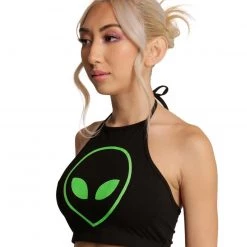 Rock & Rose Clothing I Come In Peace Alien Halter Top 14 Rock & Rose Clothing I Come In Peace Alien Halter Top