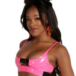 OhYes It's My World Vinyl Underboob Clasp Top