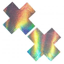 Neva Nude Liquid Hologram Cross Pasties