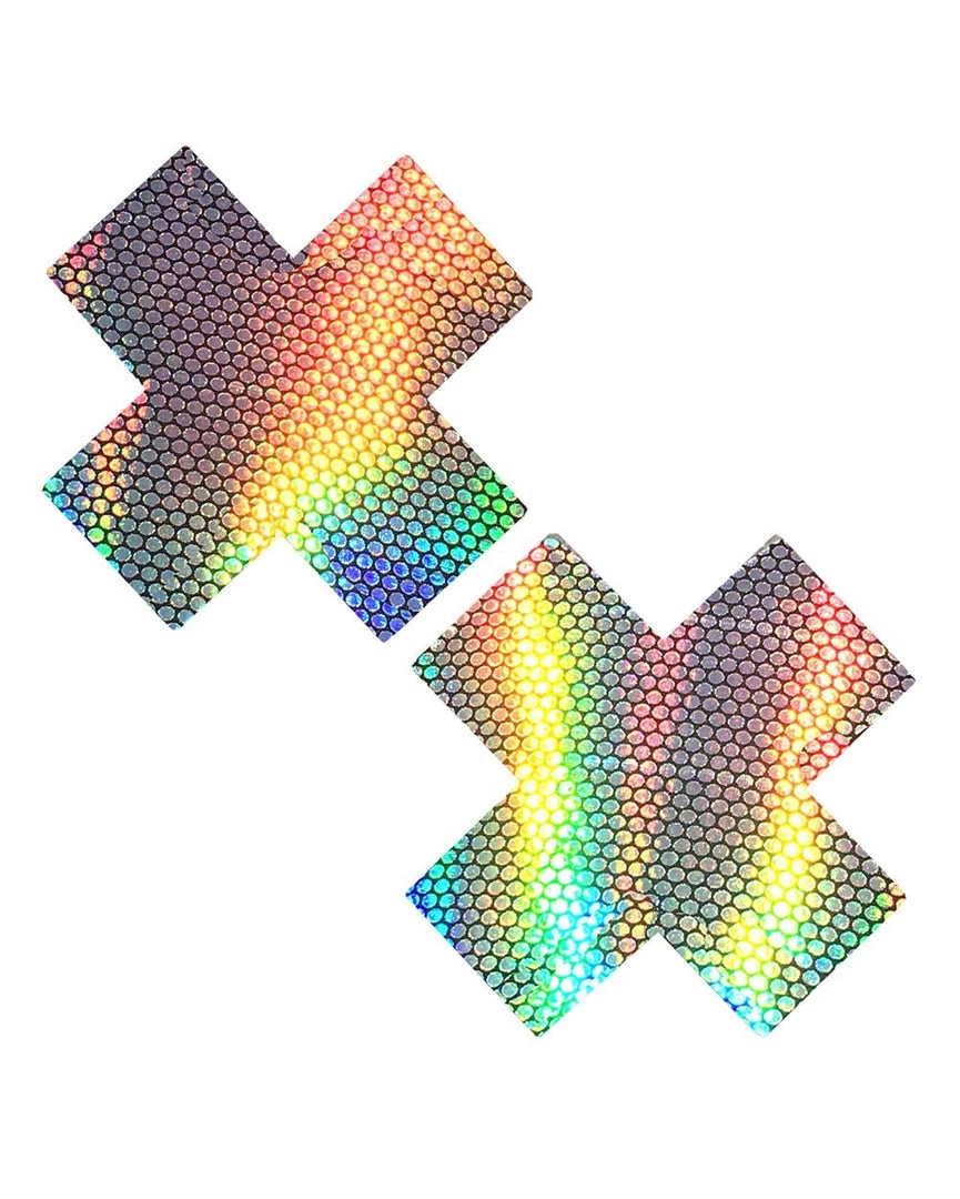 Neva Nude Liquid Hologram Cross Pasties 3 Neva Nude Liquid Hologram Cross Pasties