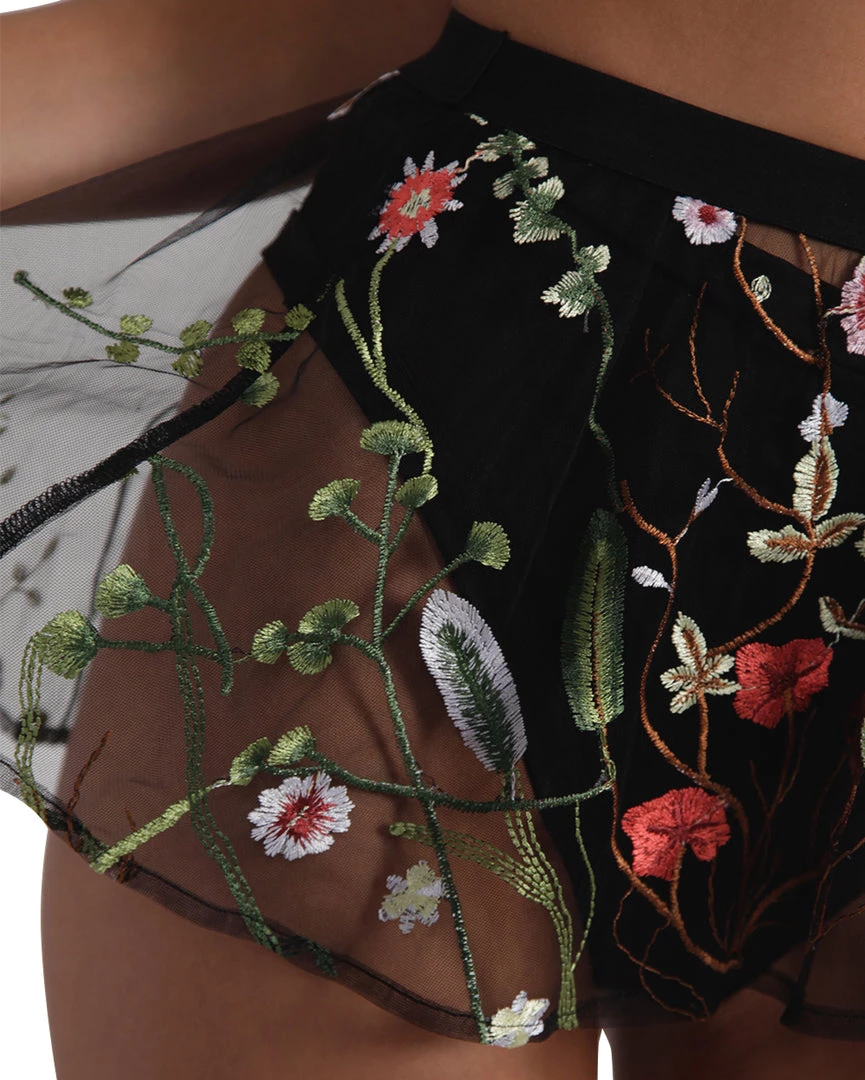 OhYes Lace Flowerfields Mesh Mini Skirt Bottoms 4 OhYes Lace Flowerfields Mesh Mini Skirt Bottoms