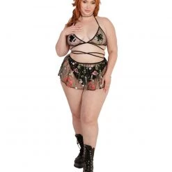 OhYes Tops Lace Flowerfields Mesh Wrap Around Top