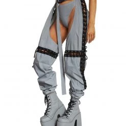 Hot & Delicious Black Bead Let There Be Light Reflective Cross-Stitched Chaps