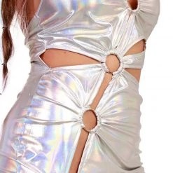 Hot & Delicious Black Bead Clothing Light It Up Holo O-Ring Dress