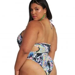 Day G Clothing Liquid Tripp Keyhole Halter Bodysuit