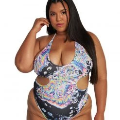 Day G Clothing Liquid Tripp Keyhole Halter Bodysuit