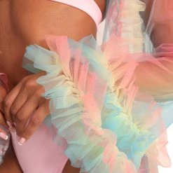 Hot & Delicious Black Bead New Arrivals Lover Mesh Ruffled Cover Up