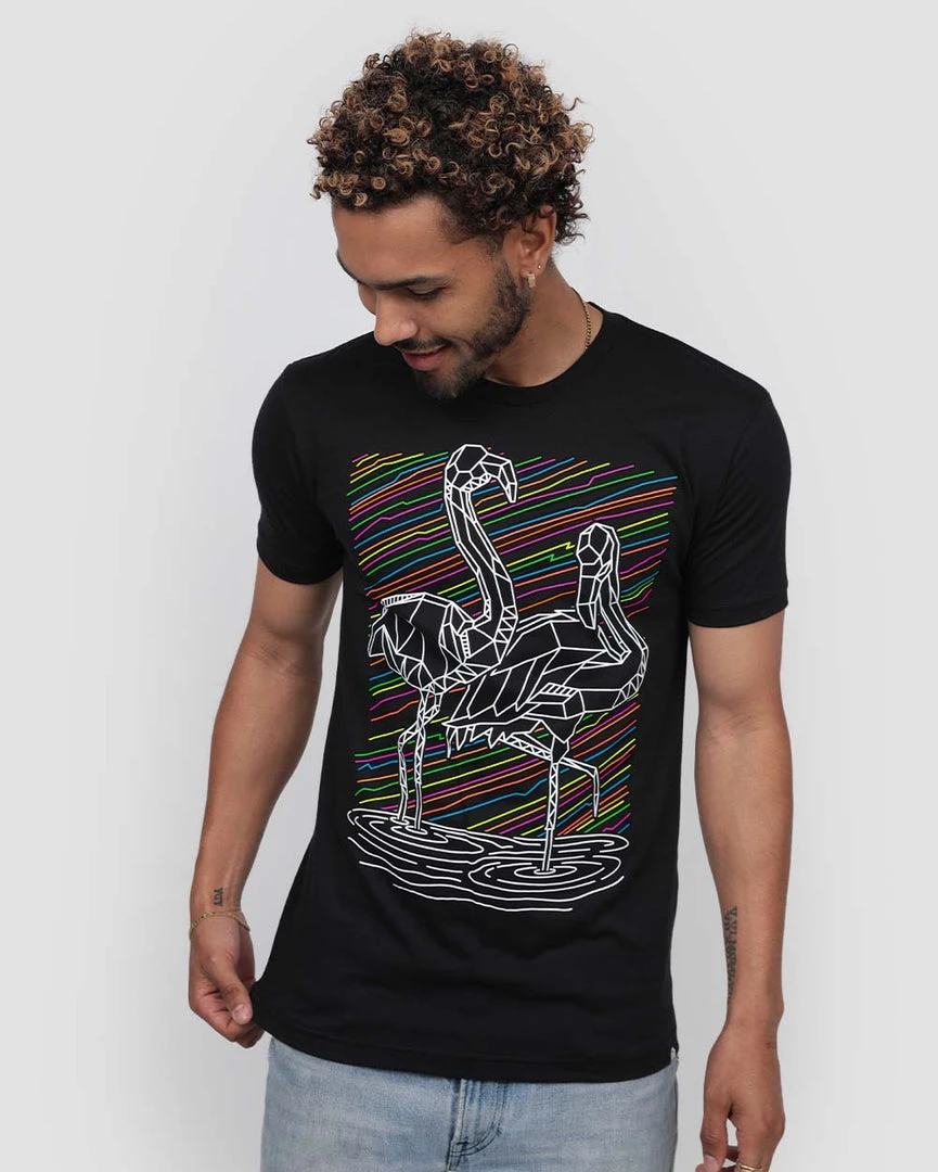 INTO THE AM Tops & Outerwear Fractal Flamingos Glow-in-the-Dark Tee 5 INTO THE AM Tops & Outerwear Fractal Flamingos Glow-in-the-Dark Tee