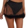 OhYes Midnight Sparkle Rhinestone Marabou Side Tie Mini Skirt Bottoms 1 OhYes Midnight Sparkle Rhinestone Marabou Side Tie Mini Skirt Bottoms