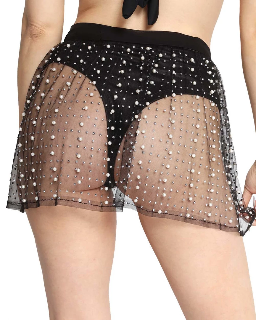 Hot & Delicious Black Bead Mon Cheri Mesh Rhinestone Skirt 7 Hot & Delicious Black Bead Mon Cheri Mesh Rhinestone Skirt