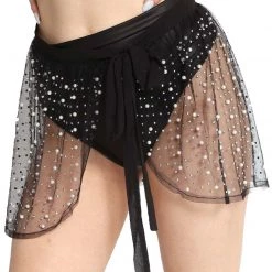 Hot & Delicious Black Bead Mon Cheri Mesh Rhinestone Skirt
