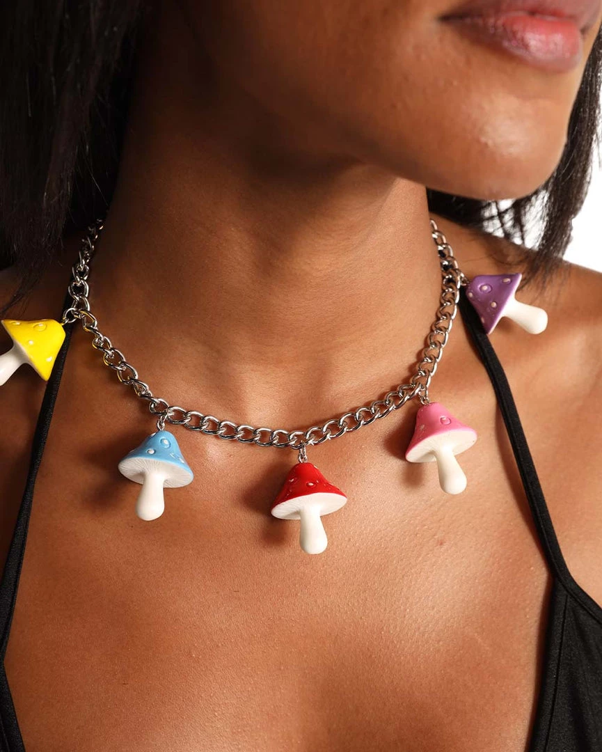 Ana Accessories Mystical Mushrooms Chain Choker 3 Ana Accessories Mystical Mushrooms Chain Choker