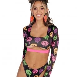 Cherry Mellow, Inc. Clothing Neon Euphoria Long Sleeve Crop Top