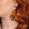 One Stop Rave Two Tone Biohazard Earrings 2 One Stop Rave Two Tone Biohazard Earrings