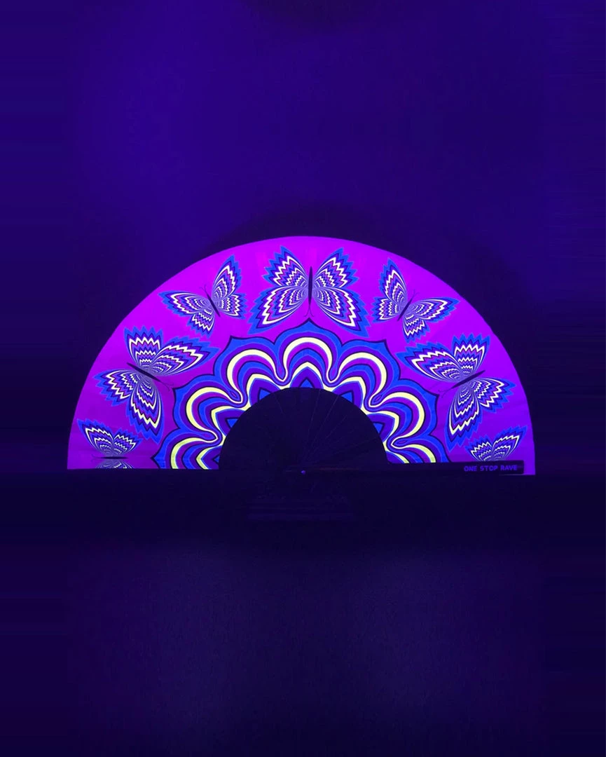 One Stop Rave UV Butterfly Trip Hand Fan 3 One Stop Rave UV Butterfly Trip Hand Fan