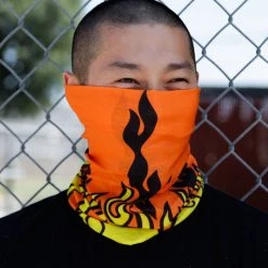 INTO THE AM Orange Flame Seamless Mask Bandana