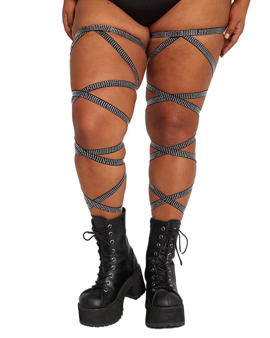 Andrew - Agent Pair Of Non-Slip Black Rhinestone Leg Wraps 7 Andrew - Agent Pair Of Non-Slip Black Rhinestone Leg Wraps