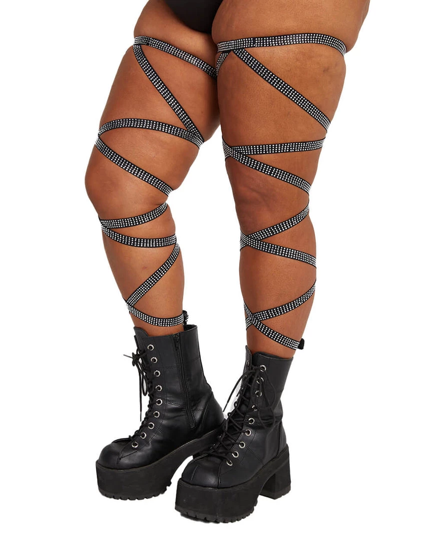 Andrew - Agent Pair Of Non-Slip Black Rhinestone Leg Wraps 6 Andrew - Agent Pair Of Non-Slip Black Rhinestone Leg Wraps