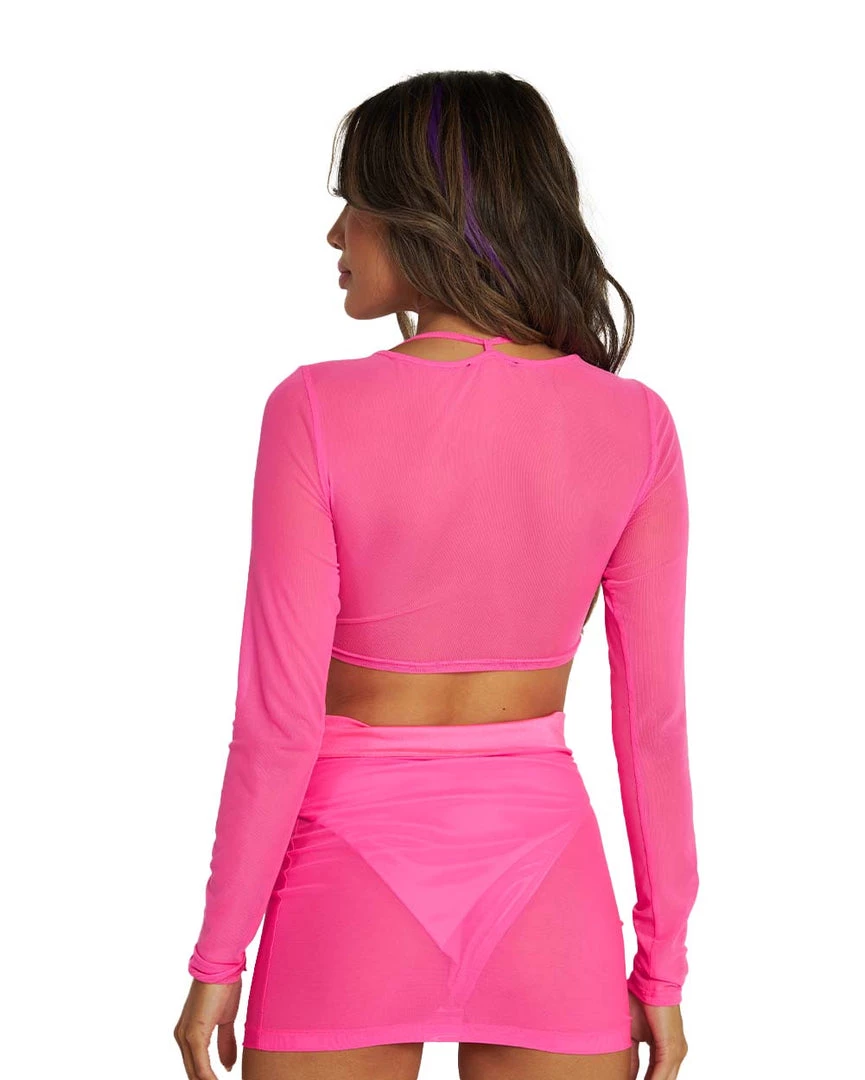 OhYes Clothing Pink Power Mesh Lace Up Top 7 OhYes Clothing Pink Power Mesh Lace Up Top