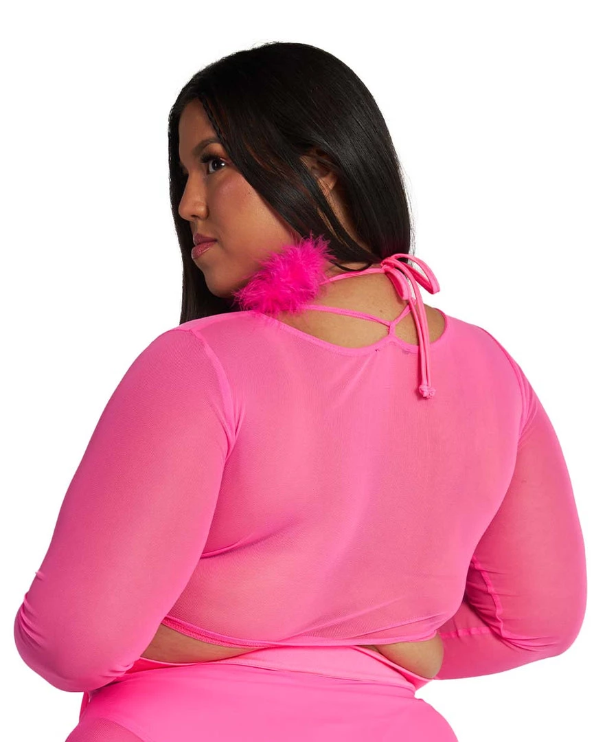 OhYes Clothing Pink Power Mesh Lace Up Top 12 OhYes Clothing Pink Power Mesh Lace Up Top