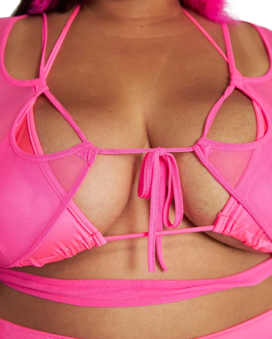 OhYes Clothing Pink Power Mesh Lace Up Top 9 OhYes Clothing Pink Power Mesh Lace Up Top