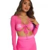 OhYes Clothing Pink Power Mesh Lace Up Top