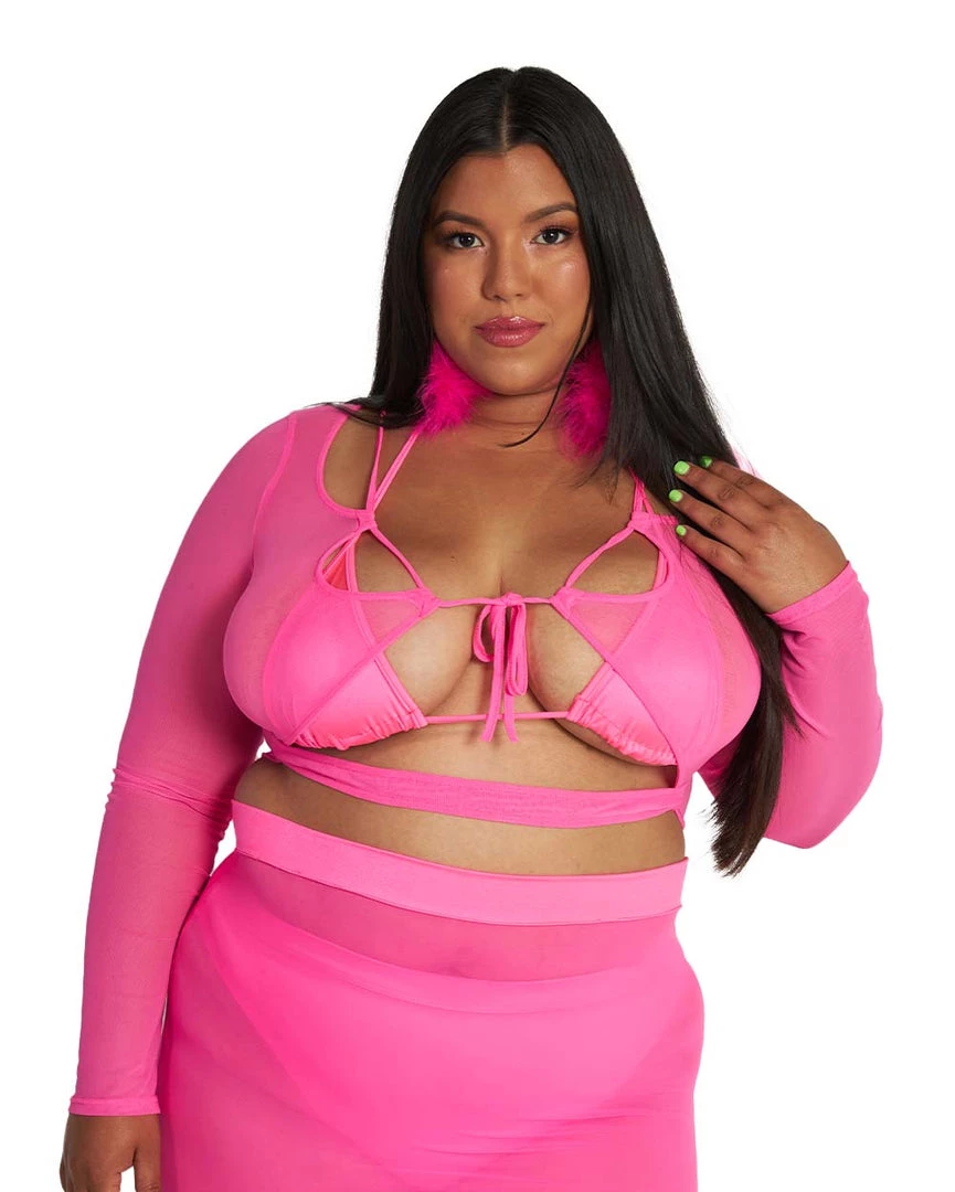 OhYes Clothing Pink Power Mesh Lace Up Top 8 OhYes Clothing Pink Power Mesh Lace Up Top