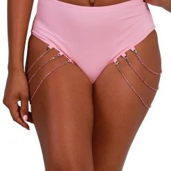 OhYes Clothing Pinkomatic Rhinestone-Studded Chain Hi-Waist Bottoms