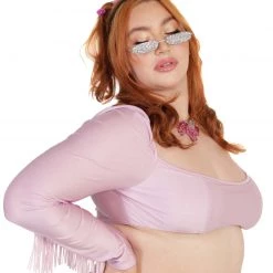 OhYes Princess PLUR Fringe Long Sleeve Crop Top Clothing 19 OhYes Princess PLUR Fringe Long Sleeve Crop Top Clothing
