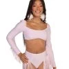 OhYes Princess PLUR Fringe Long Sleeve Crop Top Clothing
