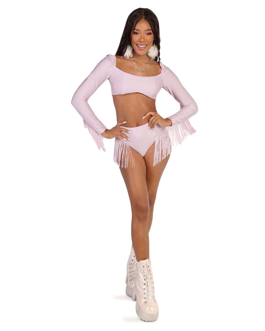 OhYes Princess PLUR Fringe Long Sleeve Crop Top Clothing 5 OhYes Princess PLUR Fringe Long Sleeve Crop Top Clothing