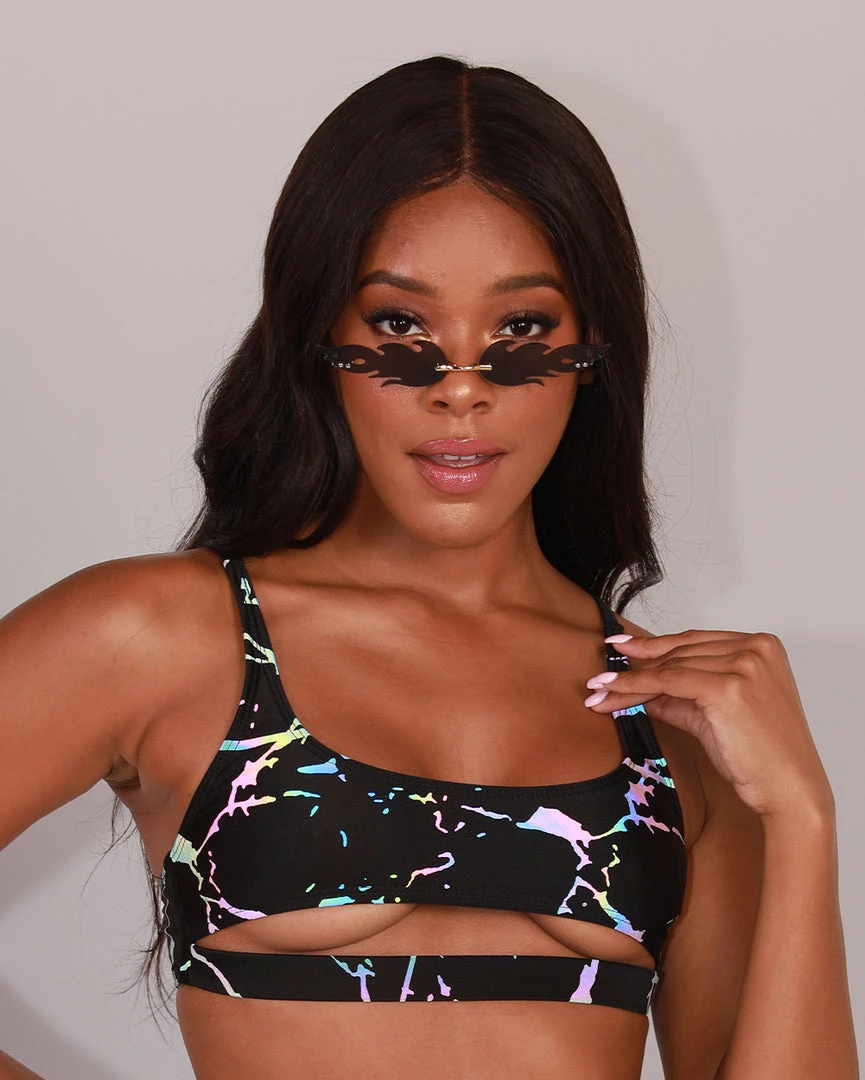 Dippin Daisies Tops Psychedelic Chick Reflective Cut Out Top 3 Dippin Daisies Tops Psychedelic Chick Reflective Cut Out Top