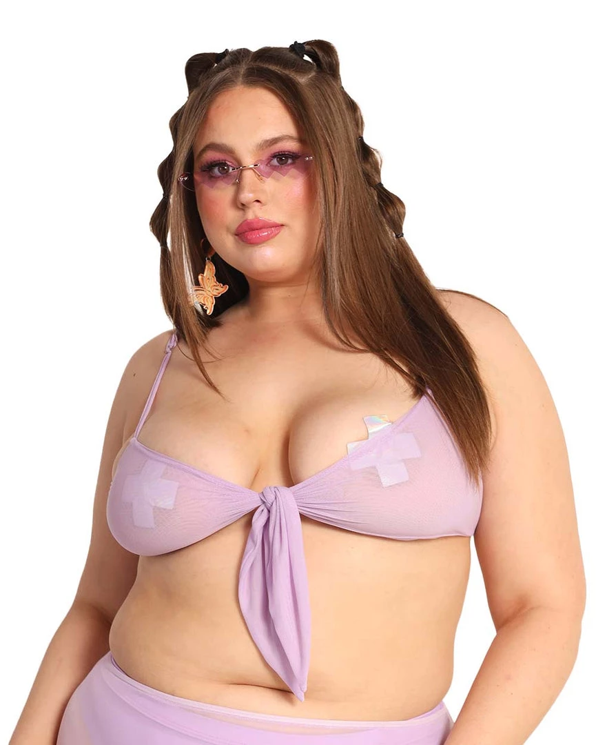 OhYes Purple Wonderland Tie-Front Top Clothing 8 OhYes Purple Wonderland Tie-Front Top Clothing