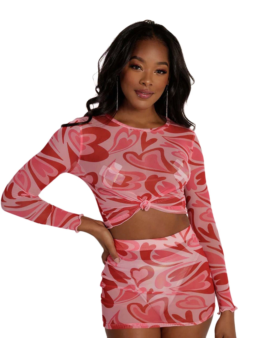 Rock & Rose Tops Queen Of Hearts Mesh Long Sleeve Top 3 Rock & Rose Tops Queen Of Hearts Mesh Long Sleeve Top