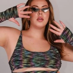 Dippin Daisies Rainbow Glow Reflective Underboob Crop Top Tops