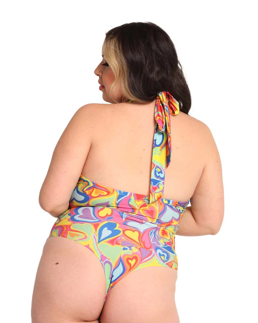 Cherry Mellow, Inc. Rainbow Groovy Hearts Halter Bodysuit 13 Cherry Mellow, Inc. Rainbow Groovy Hearts Halter Bodysuit