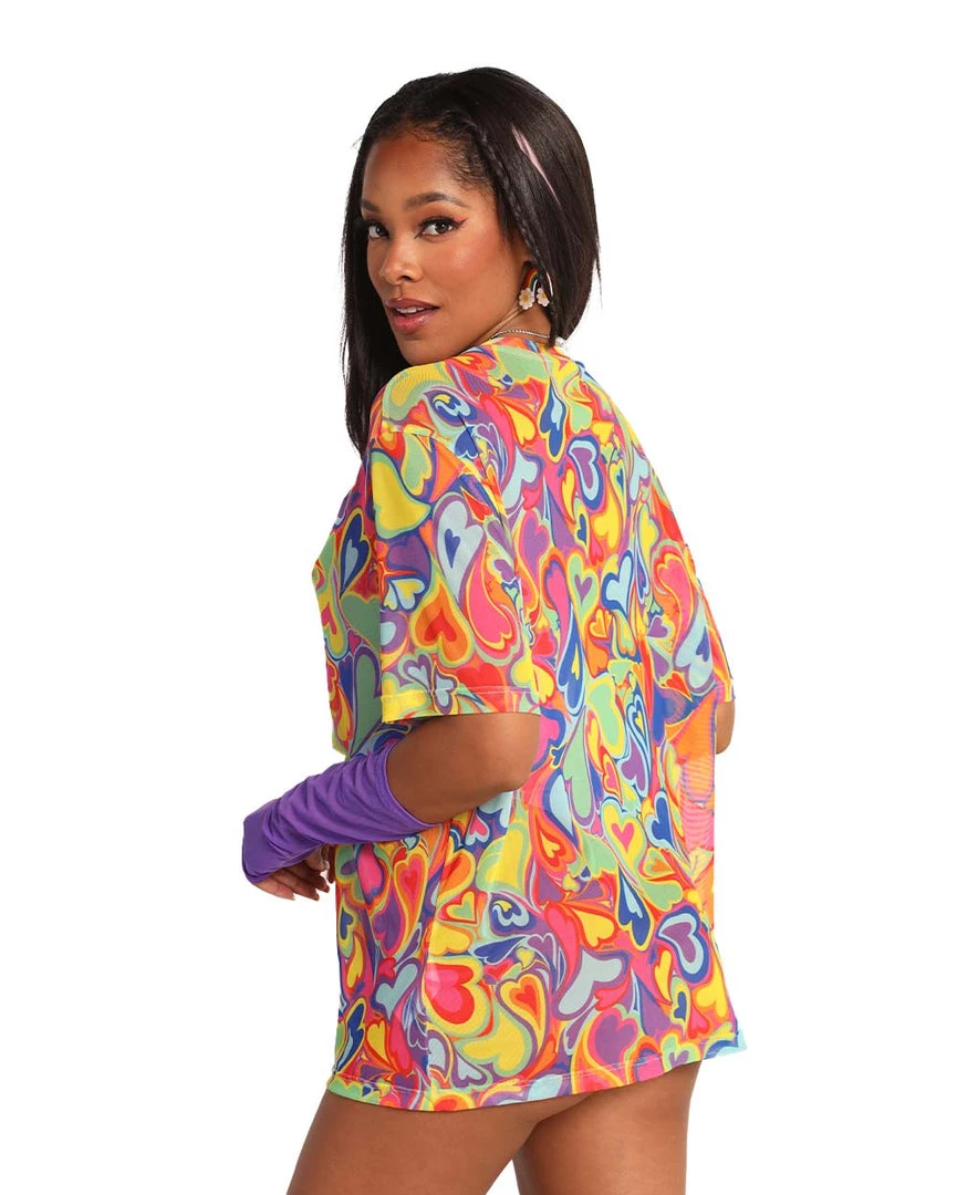 Rock & Rose Rainbow Groovy Hearts Mesh Oversized Tee New Arrivals 7 Rock & Rose Rainbow Groovy Hearts Mesh Oversized Tee New Arrivals