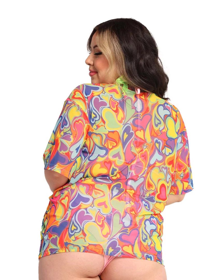 Rock & Rose Rainbow Groovy Hearts Mesh Oversized Tee New Arrivals 12 Rock & Rose Rainbow Groovy Hearts Mesh Oversized Tee New Arrivals