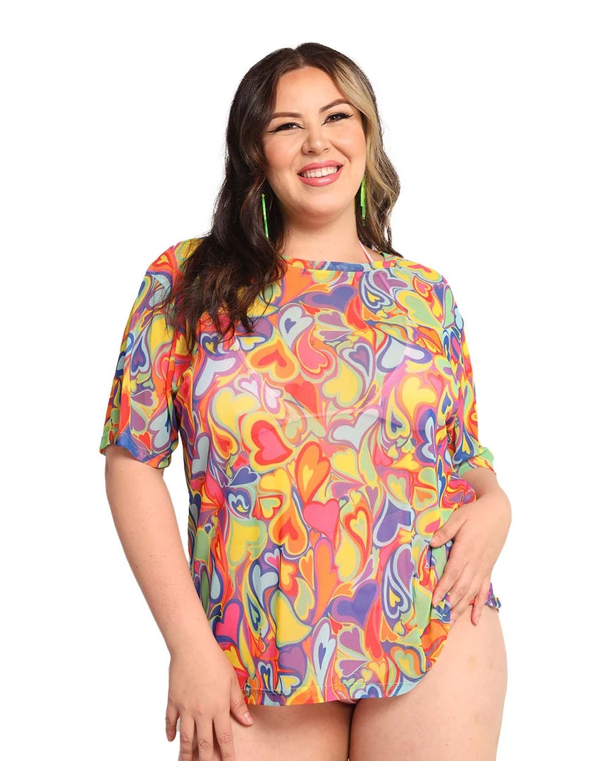 Rock & Rose Rainbow Groovy Hearts Mesh Oversized Tee New Arrivals 8 Rock & Rose Rainbow Groovy Hearts Mesh Oversized Tee New Arrivals