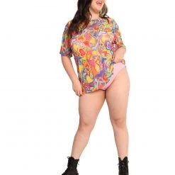 Rock & Rose Rainbow Groovy Hearts Mesh Oversized Tee New Arrivals 19 Rock & Rose Rainbow Groovy Hearts Mesh Oversized Tee New Arrivals