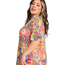 Rock & Rose Rainbow Groovy Hearts Mesh Oversized Tee New Arrivals 20 Rock & Rose Rainbow Groovy Hearts Mesh Oversized Tee New Arrivals