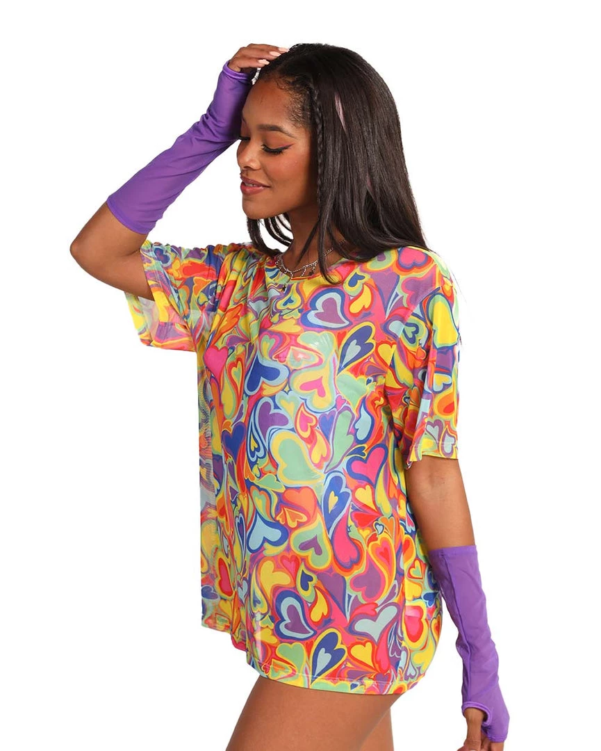 Rock & Rose Rainbow Groovy Hearts Mesh Oversized Tee New Arrivals 6 Rock & Rose Rainbow Groovy Hearts Mesh Oversized Tee New Arrivals
