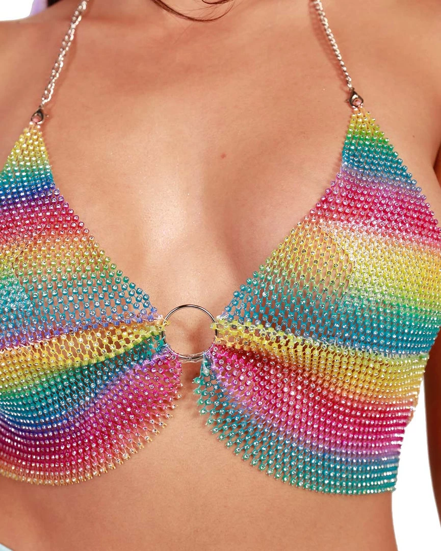 Hot & Delicious Black Bead Clothing Rainbow Kisses O-Ring Crop Top 4 Hot & Delicious Black Bead Clothing Rainbow Kisses O-Ring Crop Top