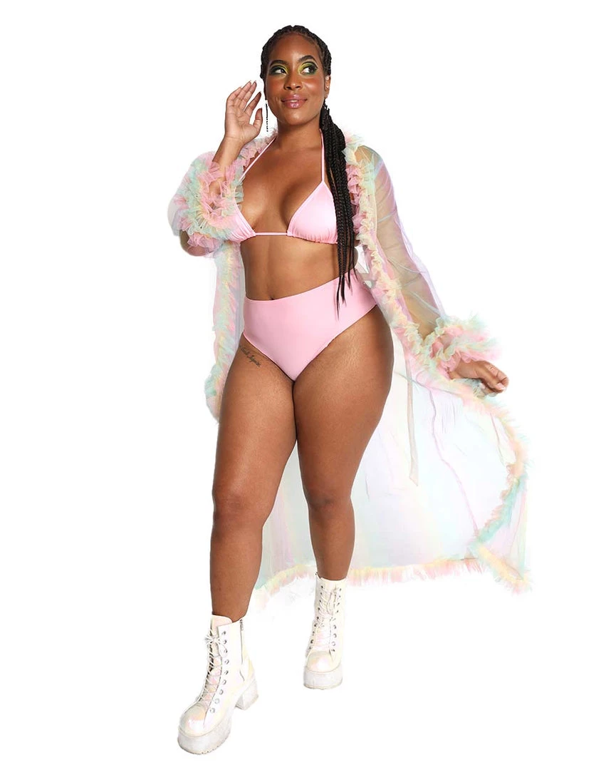 Hot & Delicious Black Bead Clothing Rainbow Radiance Long Sleeve Mesh Kimono 4 Hot & Delicious Black Bead Clothing Rainbow Radiance Long Sleeve Mesh Kimono