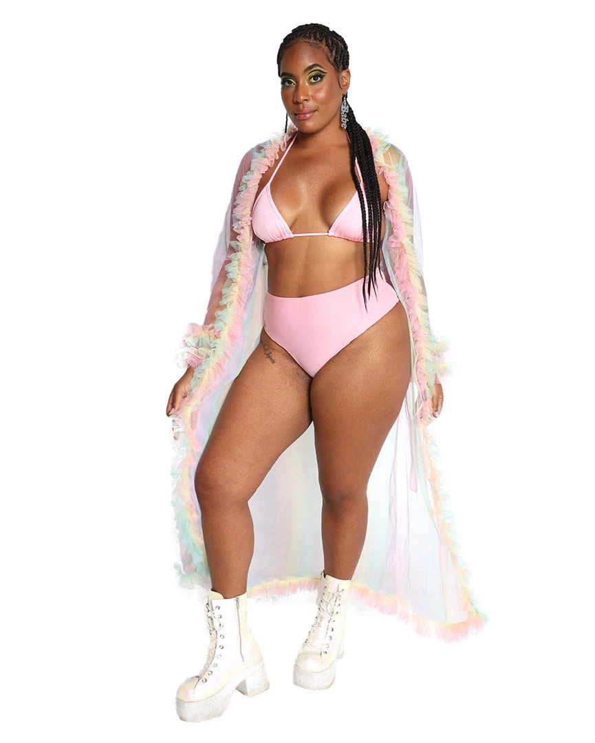 Hot & Delicious Black Bead Clothing Rainbow Radiance Long Sleeve Mesh Kimono 3 Hot & Delicious Black Bead Clothing Rainbow Radiance Long Sleeve Mesh Kimono