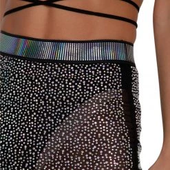 Hot & Delicious Black Bead Dresses & Sets Rainin' Rhinestone Top And Skirt Set