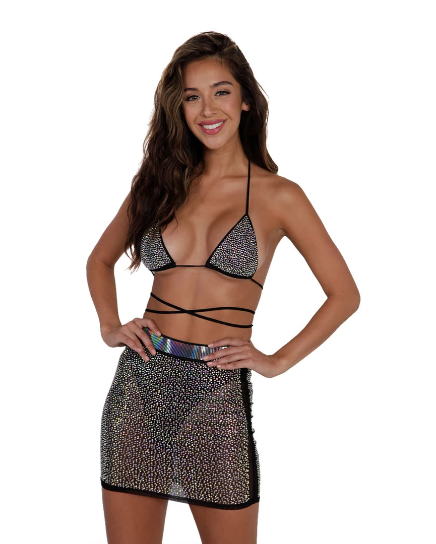 Hot & Delicious Black Bead Dresses & Sets Rainin' Rhinestone Top And Skirt Set 3 Hot & Delicious Black Bead Dresses & Sets Rainin' Rhinestone Top And Skirt Set
