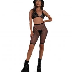 Trinity Tribe Ride'n Flirty Rhinestone Mesh Biker Shorts Set