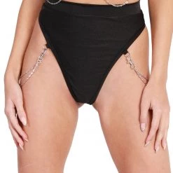 Rolita Couture X IHR Black Bootylicious Chain Thong Bottoms