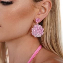 Ole Accessories Sea Me Glitter Conch Acrylic Earrings